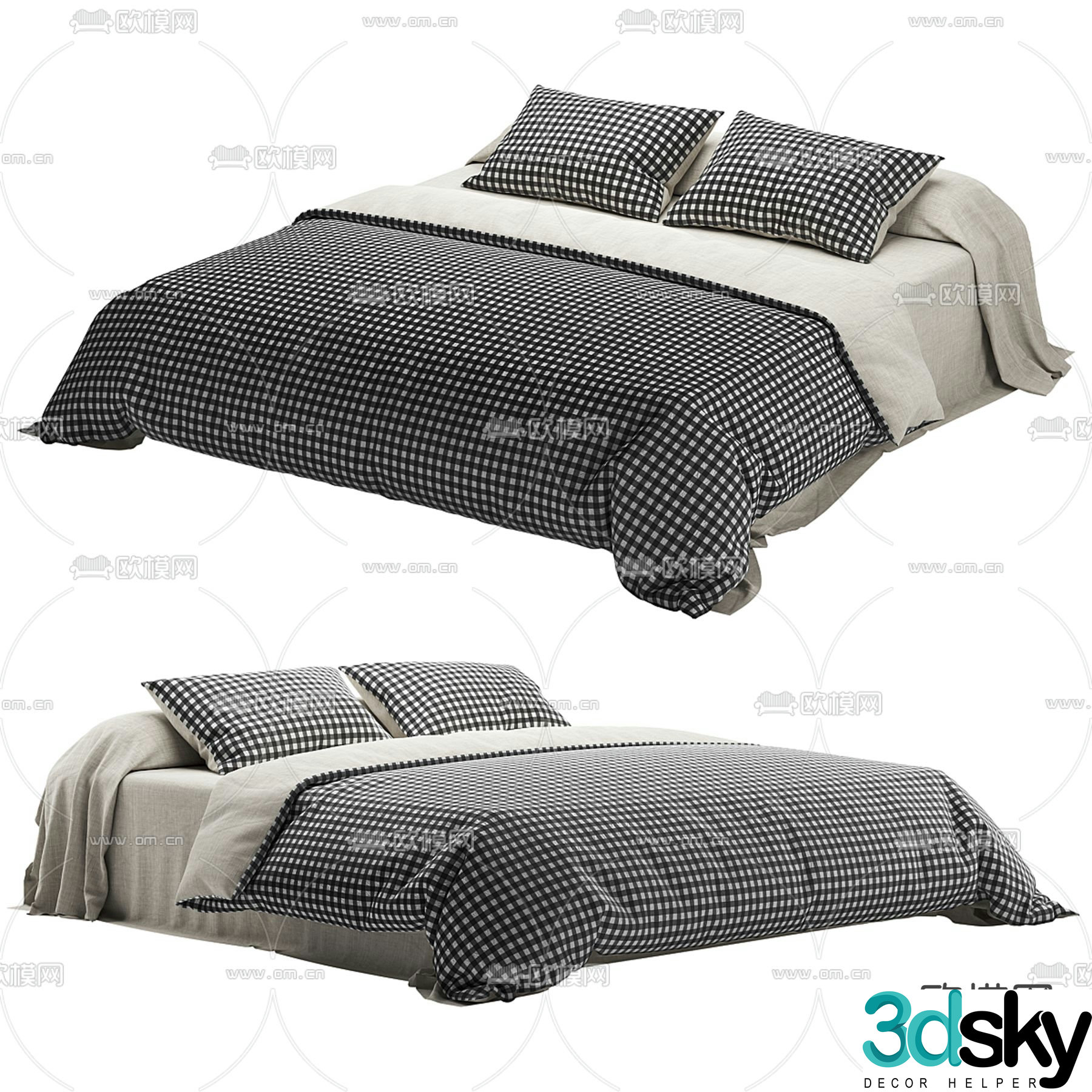 Zara Home modern double bed 3d model