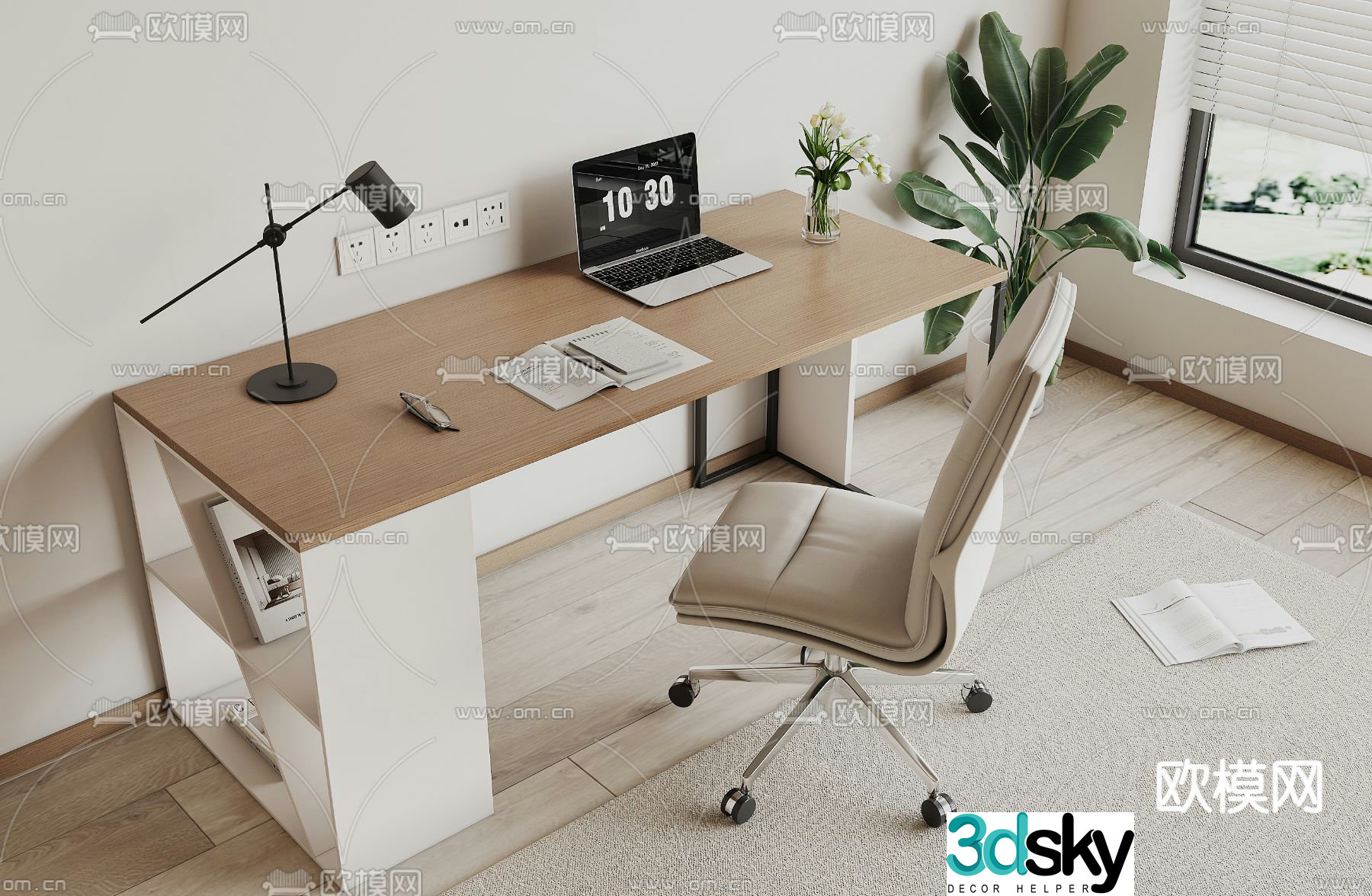 Modern desk desk 3d model