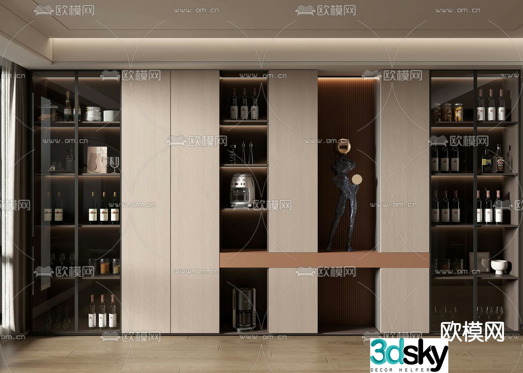 Modern wine cabinet 3d model