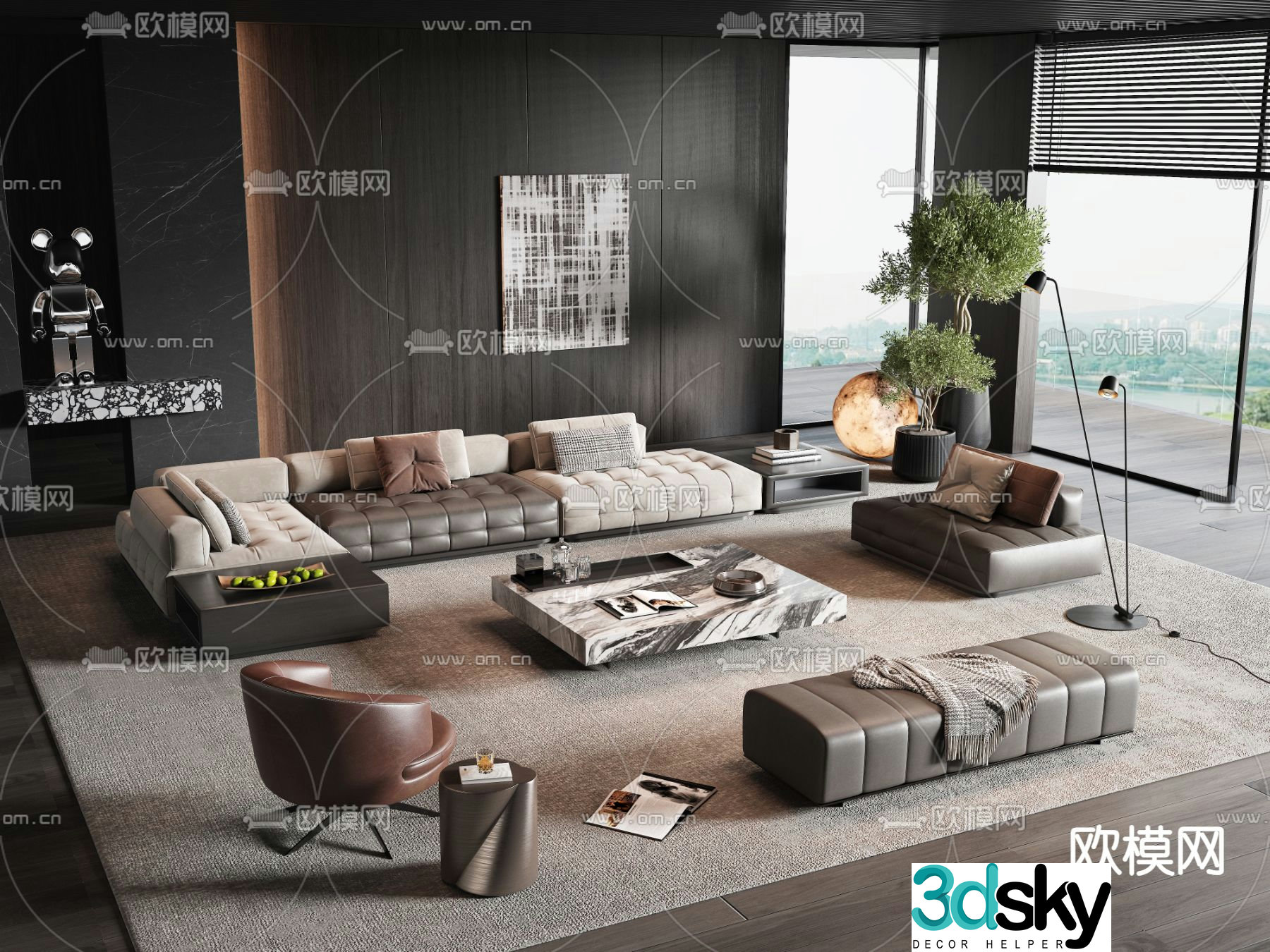 Modern sofa set 3d model