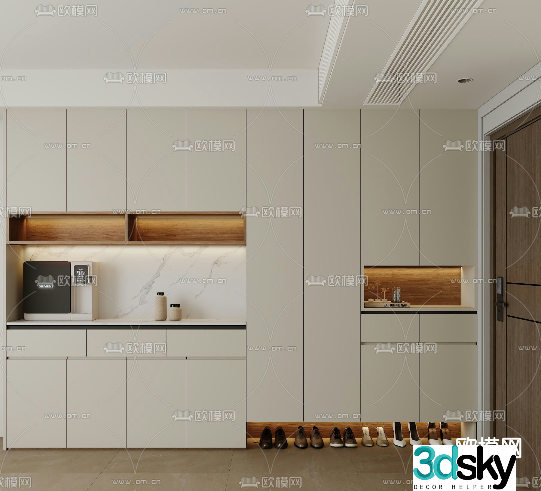Shoe cabinet sideboard entrance cabinet 3D model