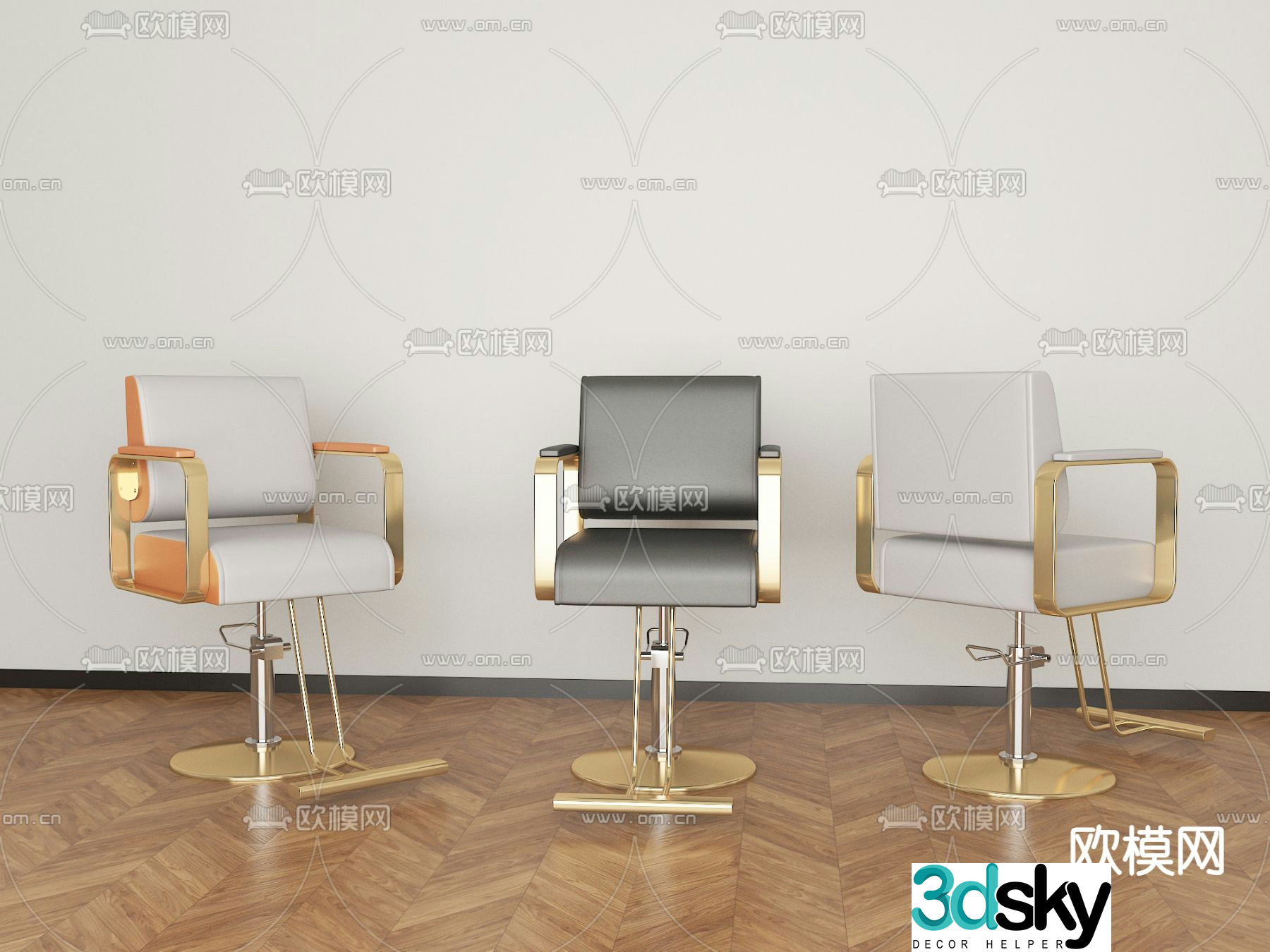 Light luxury hair salon chair, hair cutting chair, barber chair 3D model
