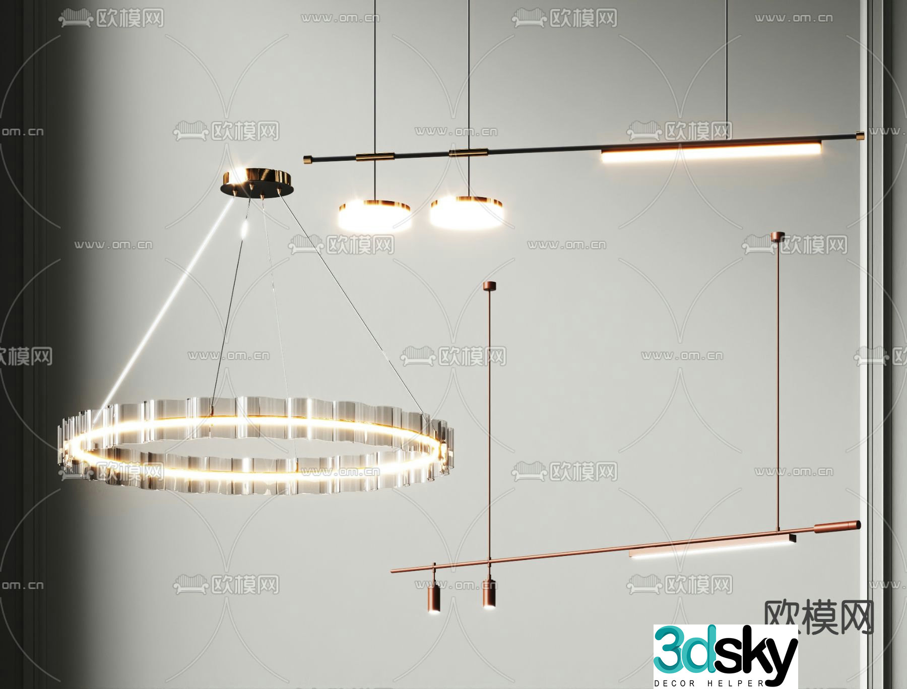 Light luxury chandelier hall chandelier 3d model