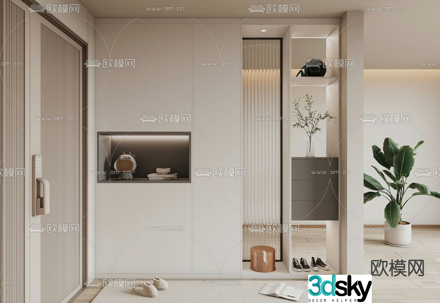 Entrance shoe cabinet partition 3d model