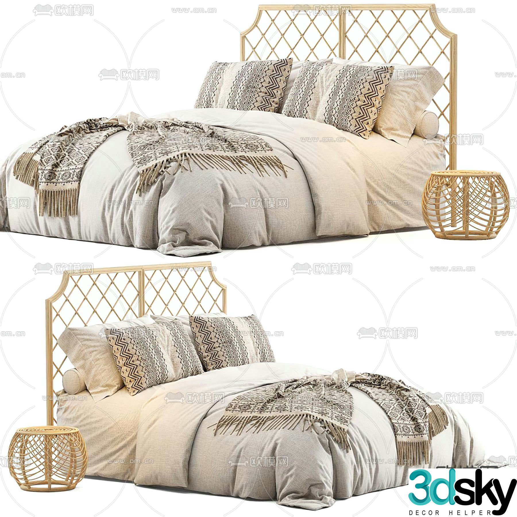 nordic double bed 3d model