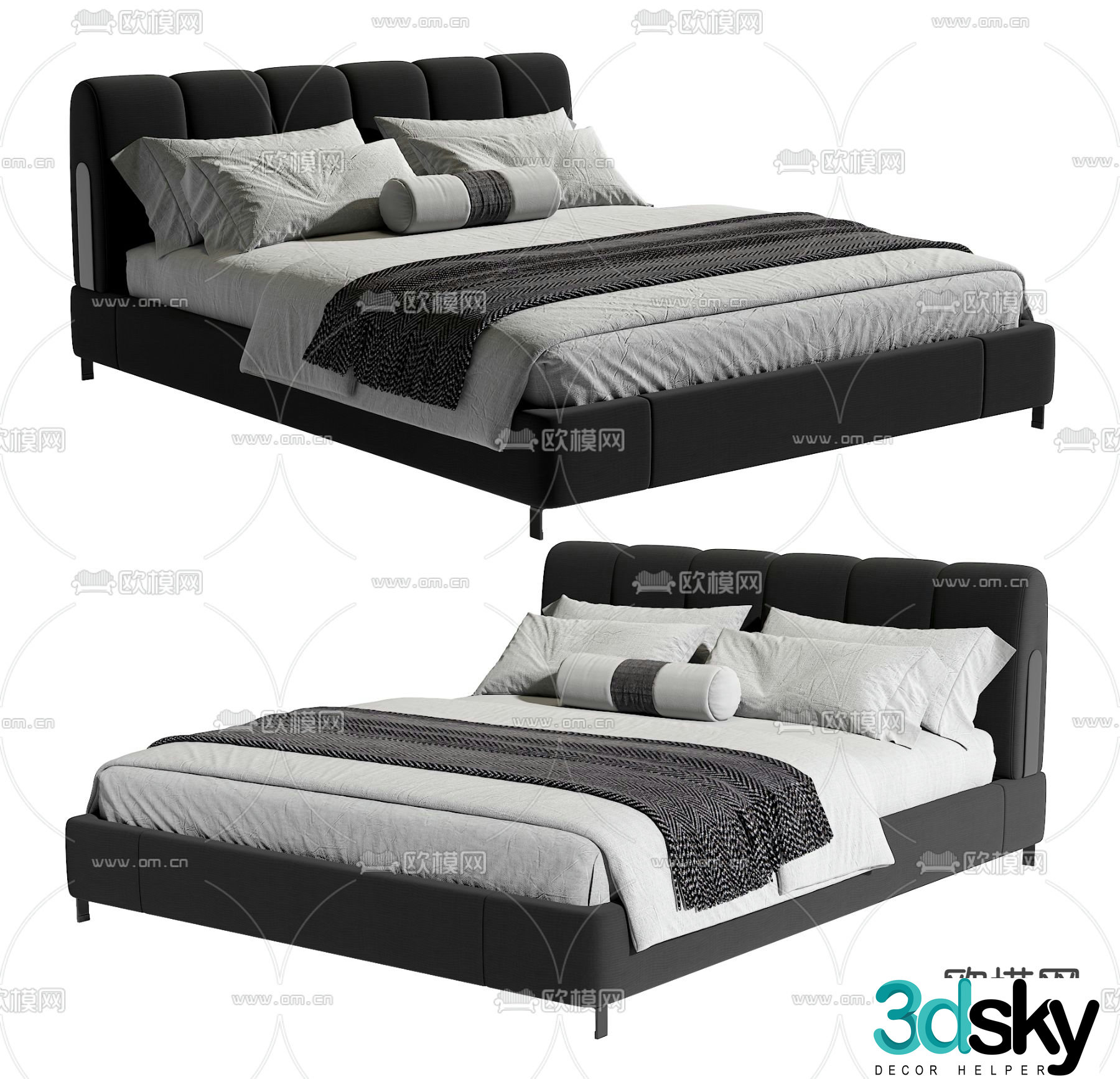 Modern double bed 3d model