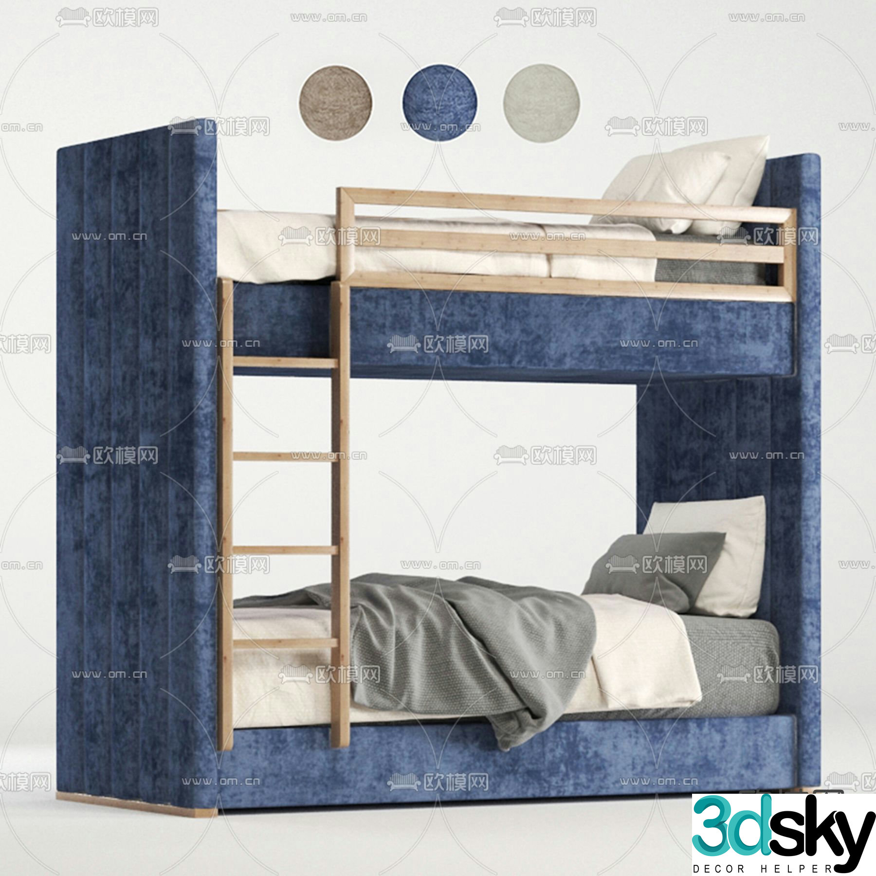 Modern bunk bed children’s bed 3d model