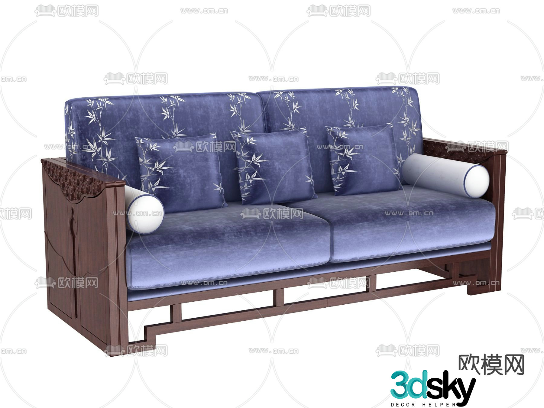 Double sofa upholstered sofa 3d model
