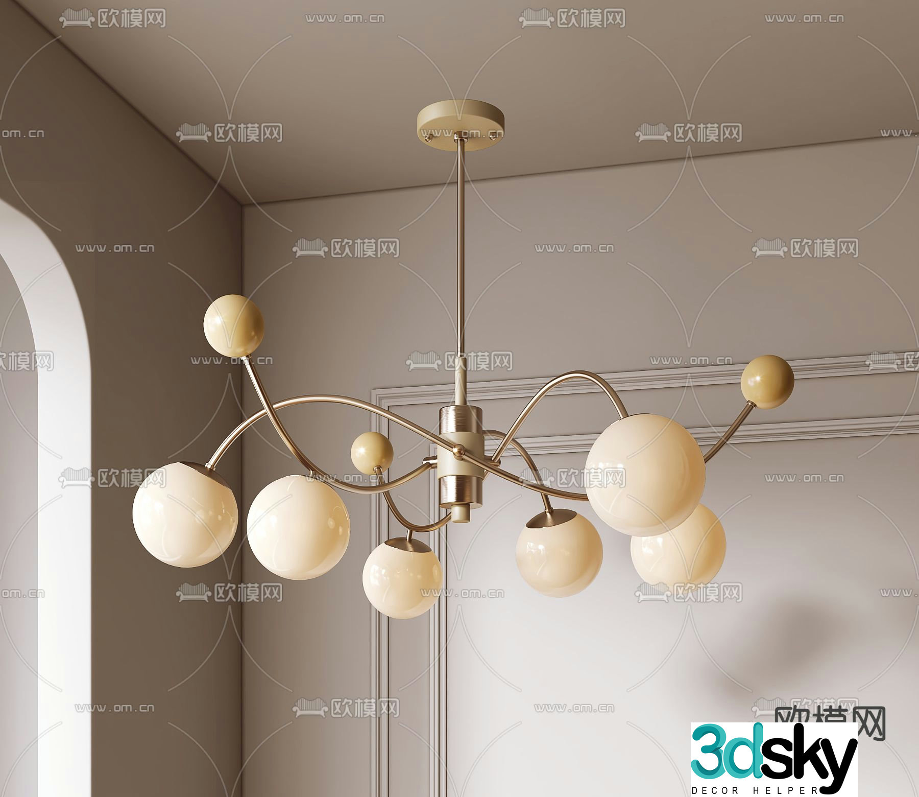 Cream style chandelier 3d model