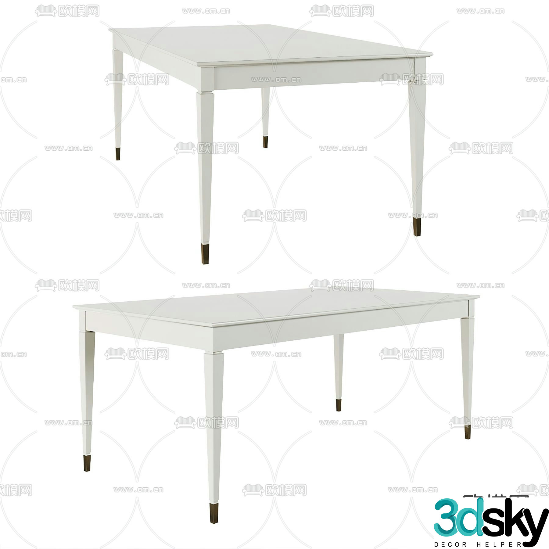 American dining table long dining table 3d model