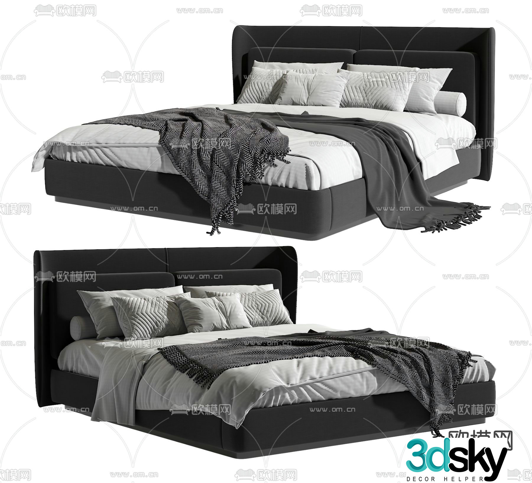 Minotti modern double bed 3d model