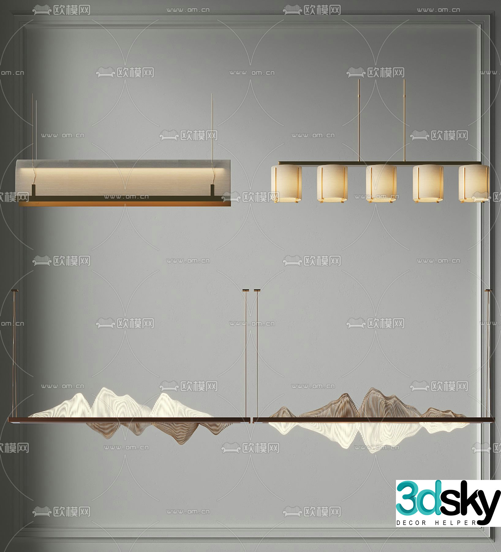 New Chinese style chandelier mountain chandelier 3d model