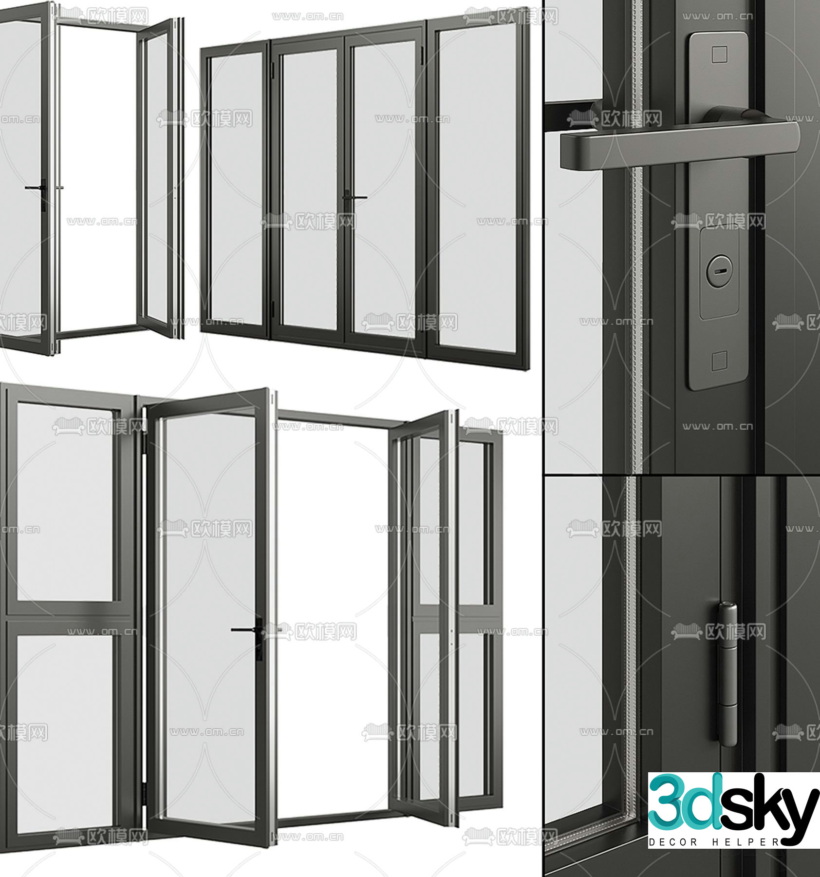 Aluminum alloy windows Folding windows Sliding doors 3D model