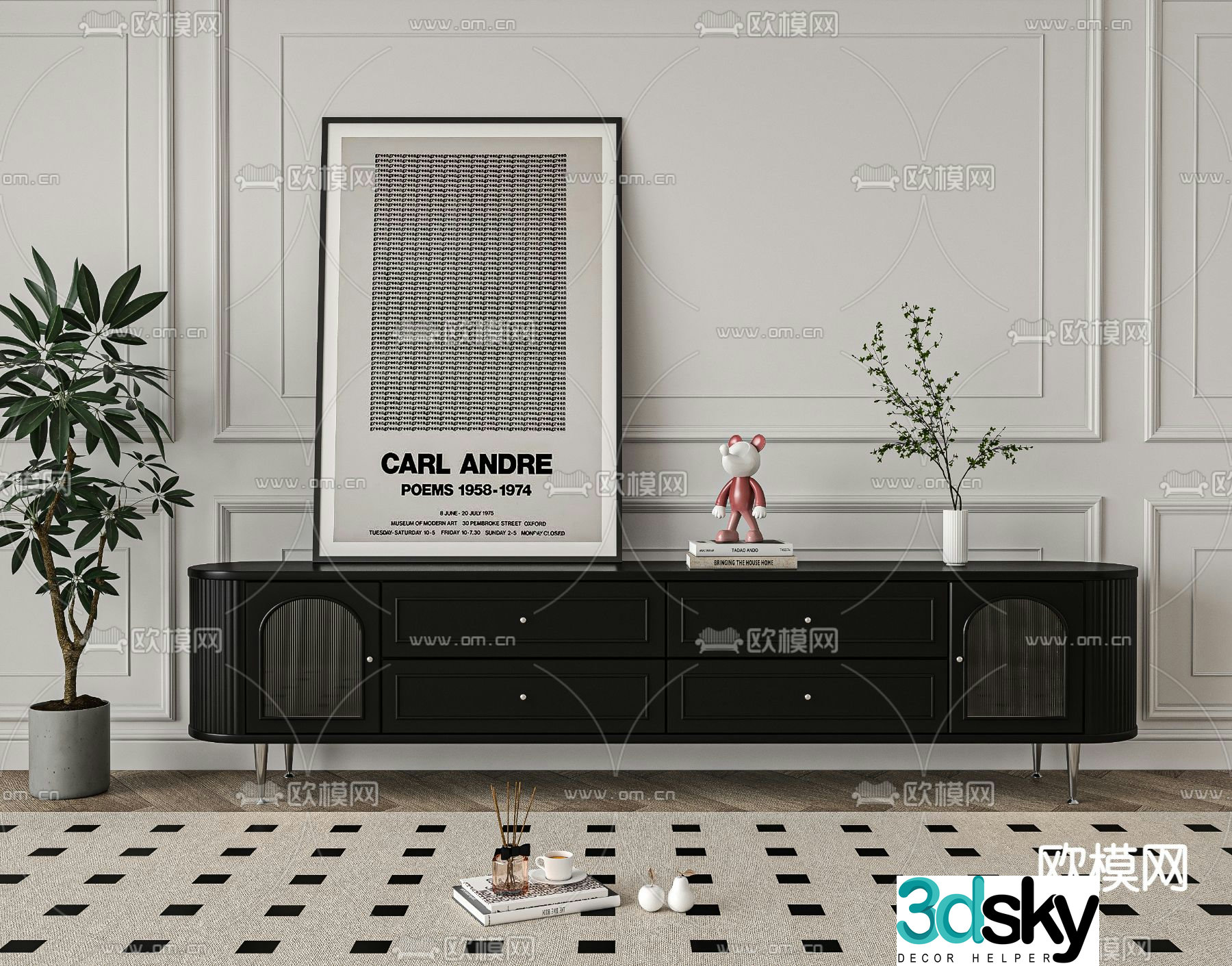 French TV cabinet 3d model