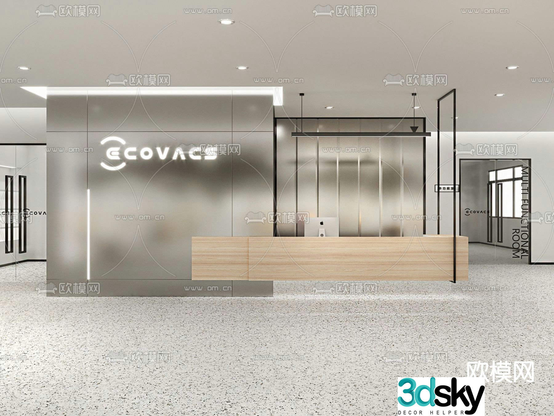 Information desk company front desk reception desk 3d model
