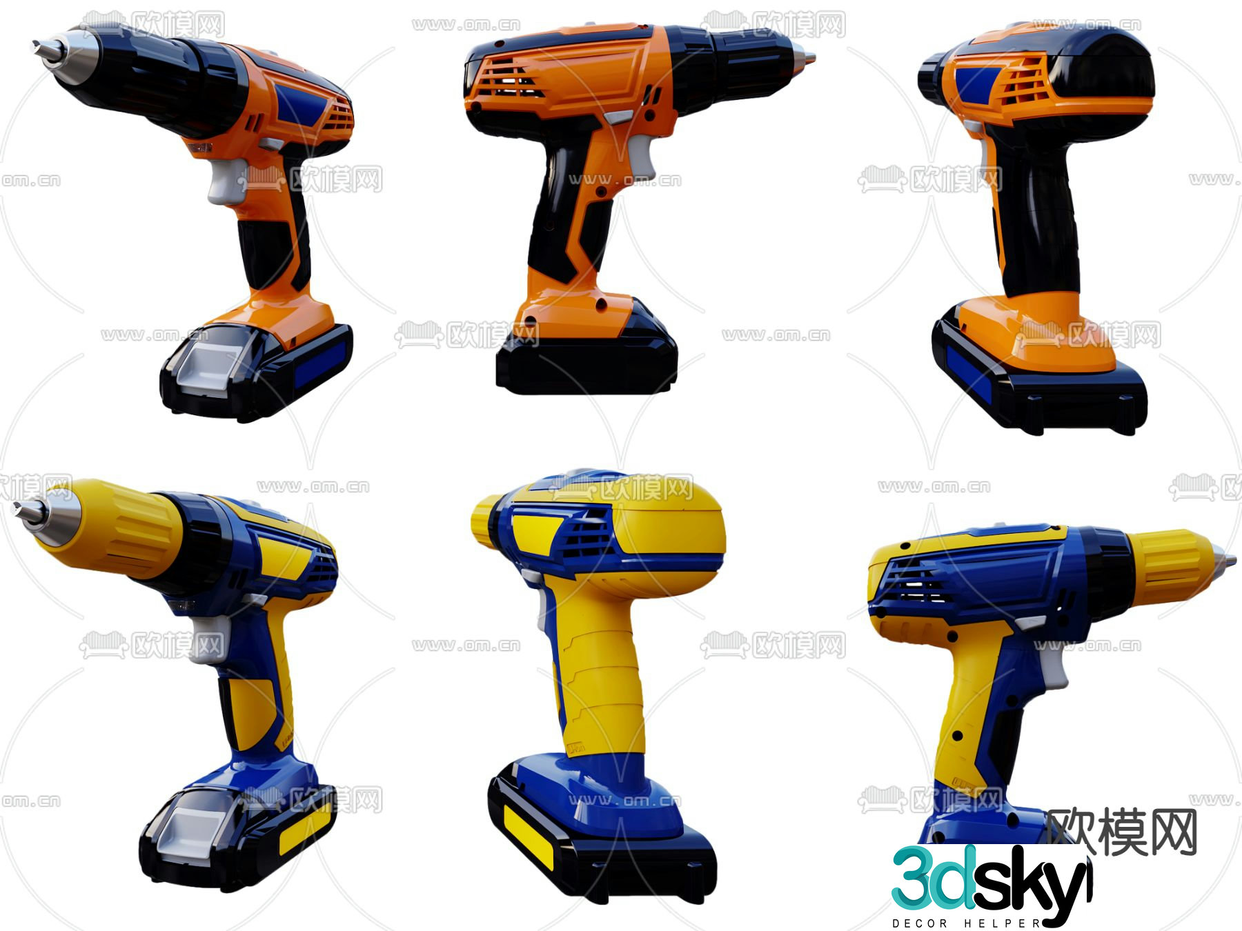 Modern electric drill 3d model