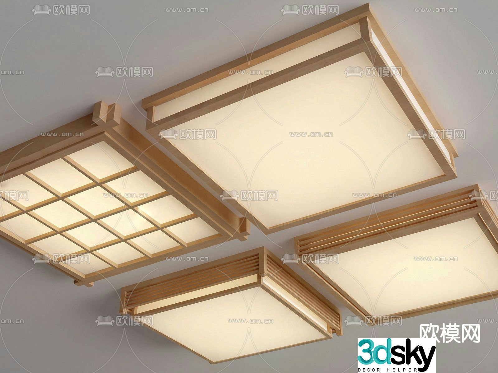 Japanese style ceiling lamp log ceiling lamp 3d model