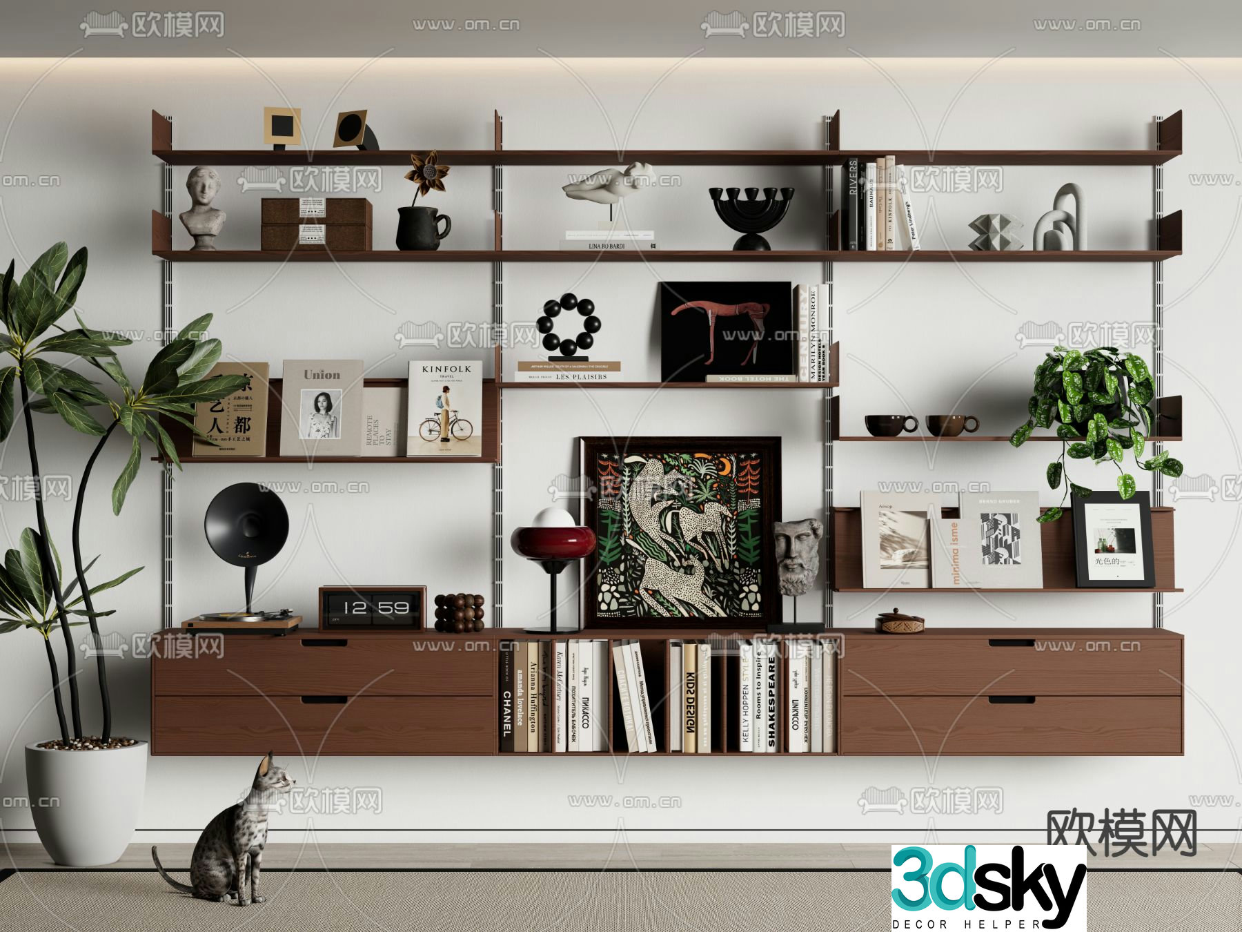 Medieval rail bookshelf storage rack decorative rack 3d model