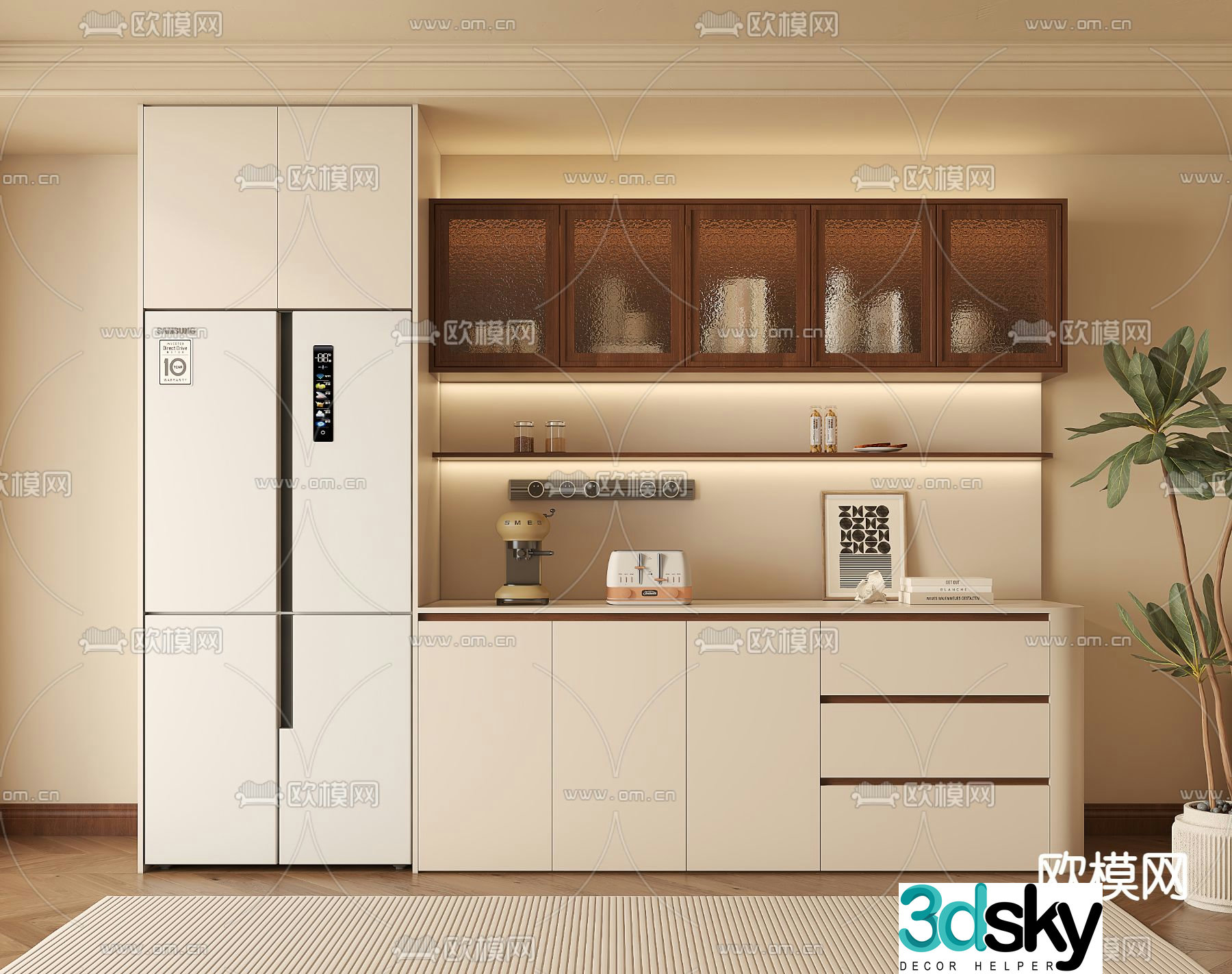 Medieval style wine cabinet and sideboard 3D model