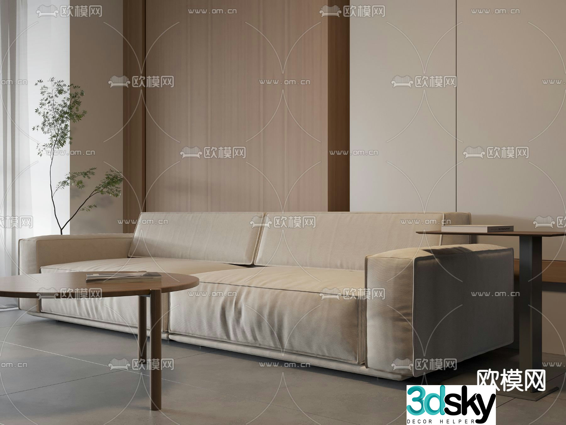 Double sofa upholstered sofa 3d model
