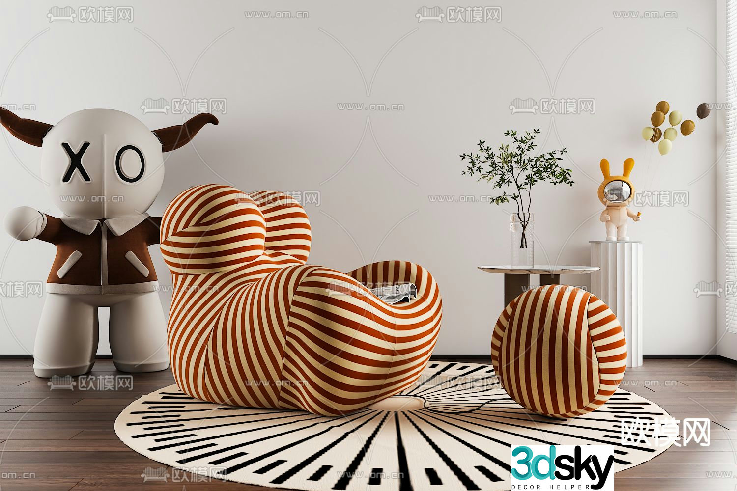 Modern lazy sofa mother’s arms sofa 3d model