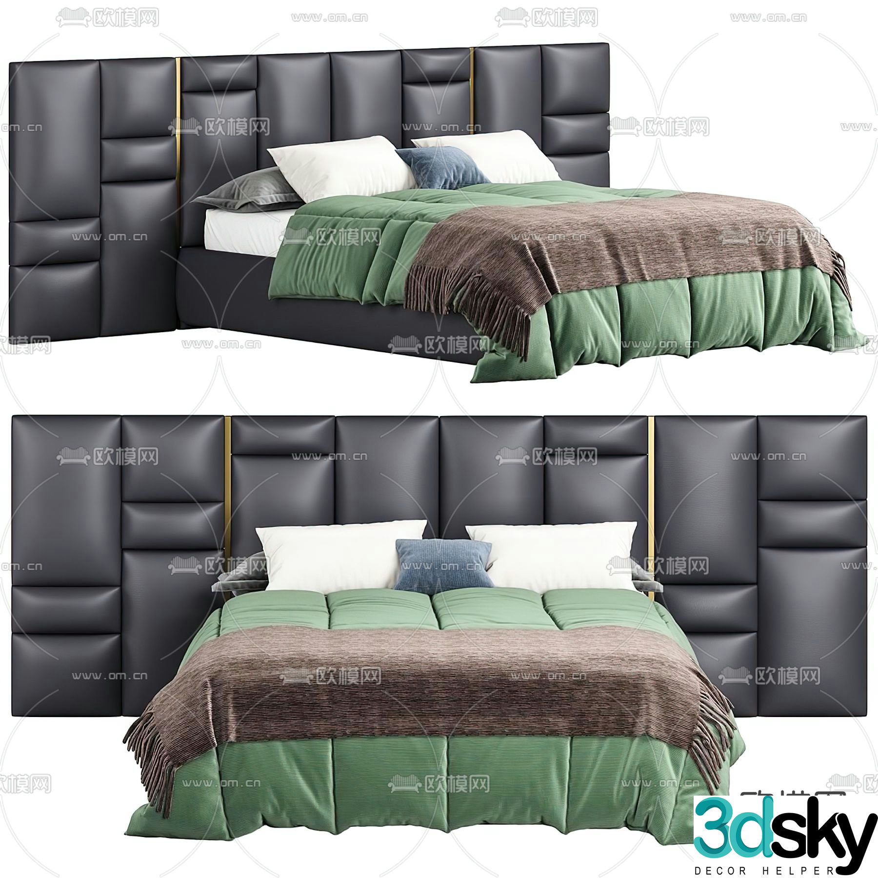 Modern double bed 3d model