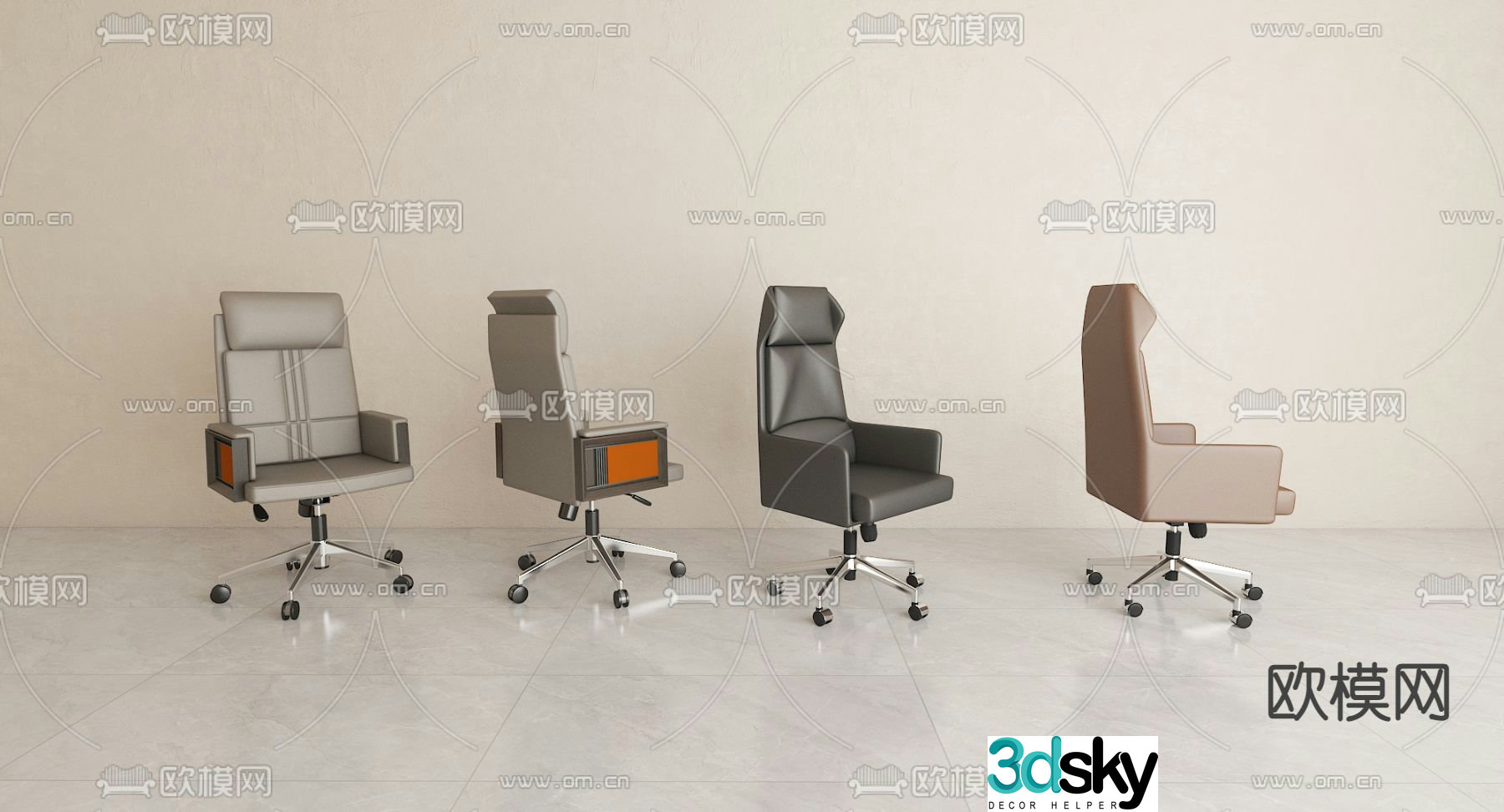 Light luxury boss chair executive chair office chair 3d model