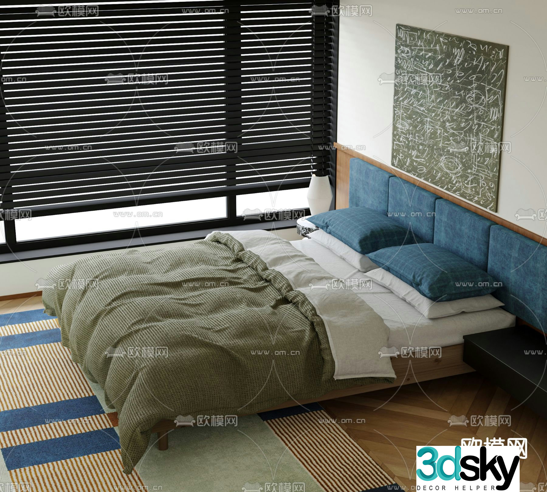 Medieval style double bed 3d model
