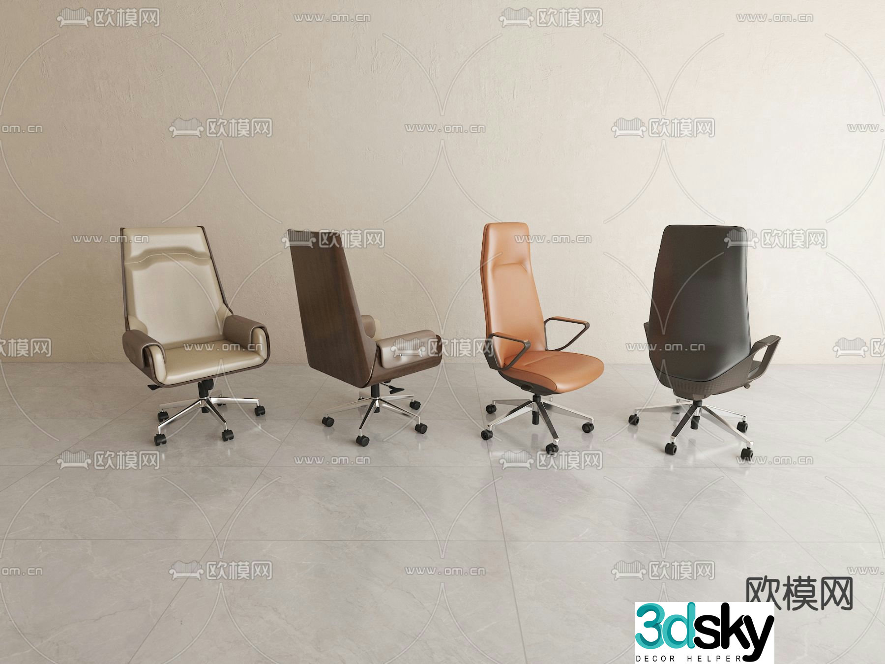 Light luxury chairman chair boss chair executive chair office chair 3D model