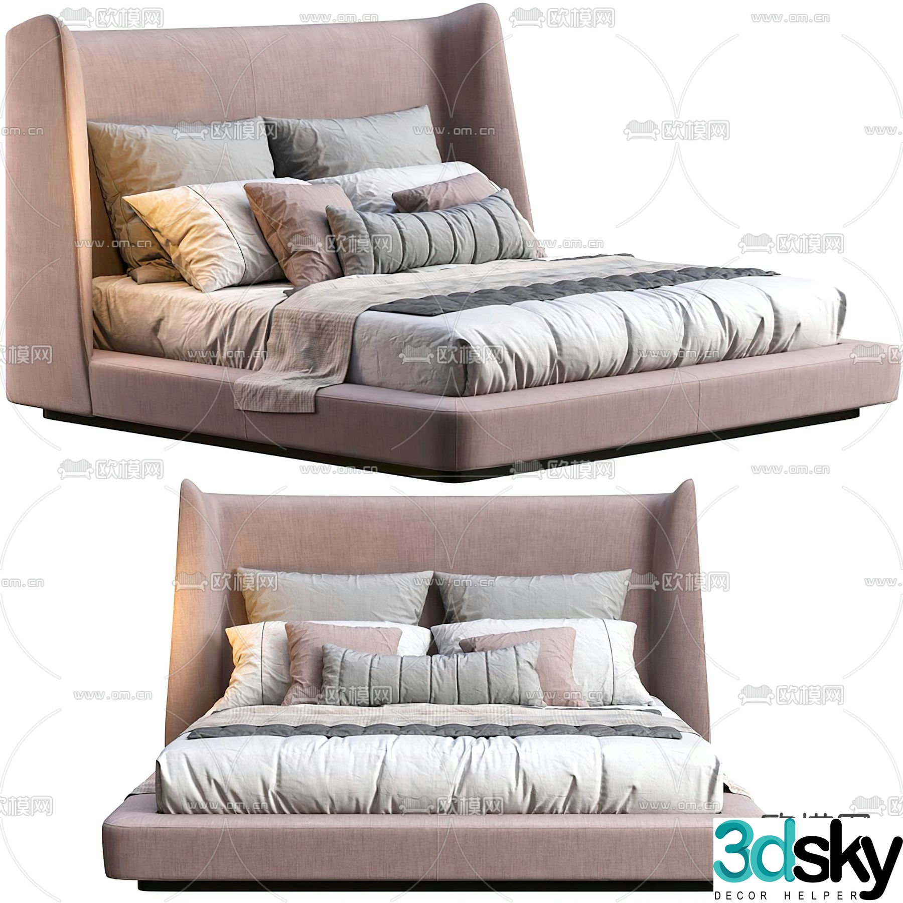Modern double bed 3d model