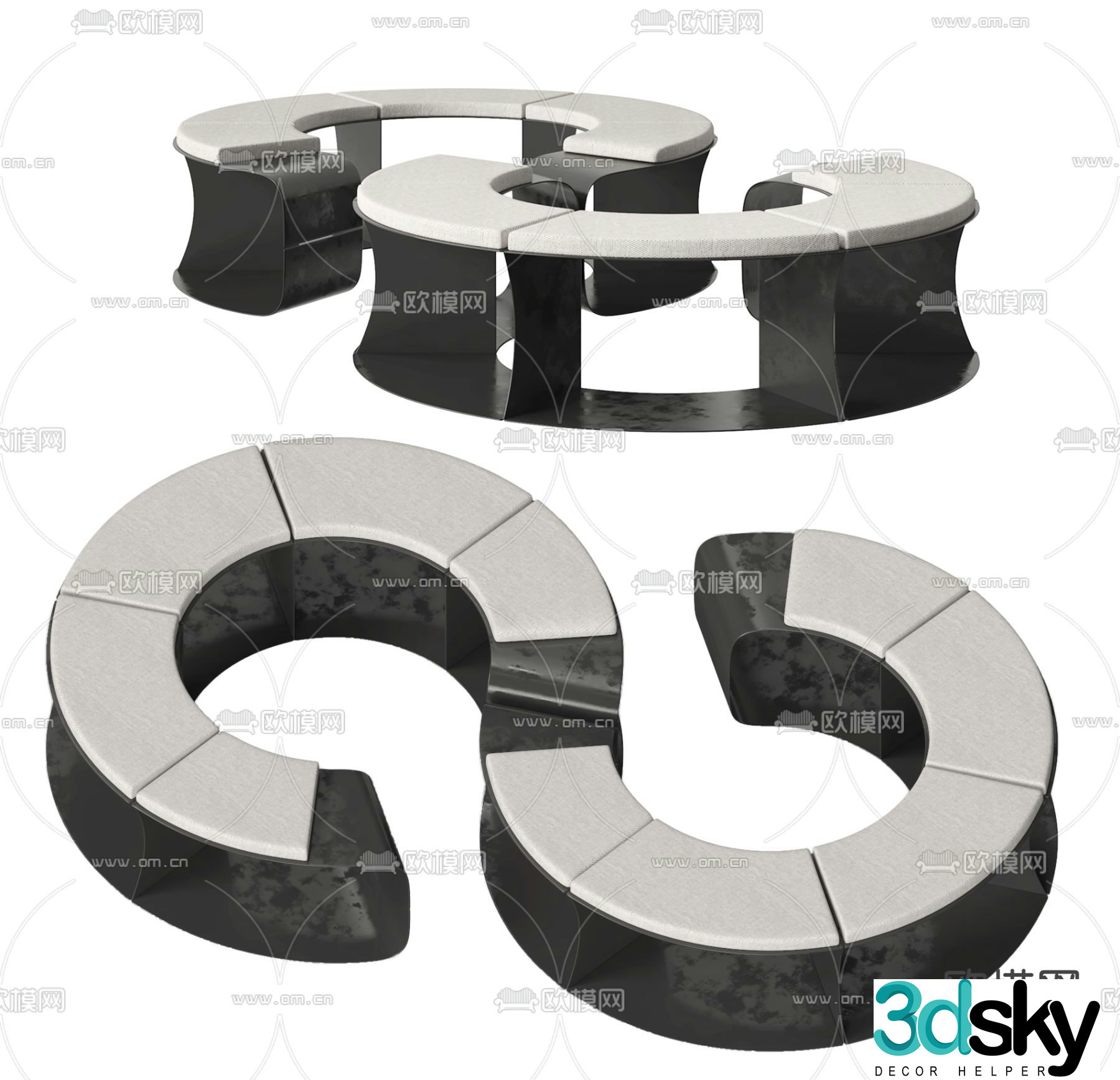Lobby sofa public sofa curved sofa 3d model