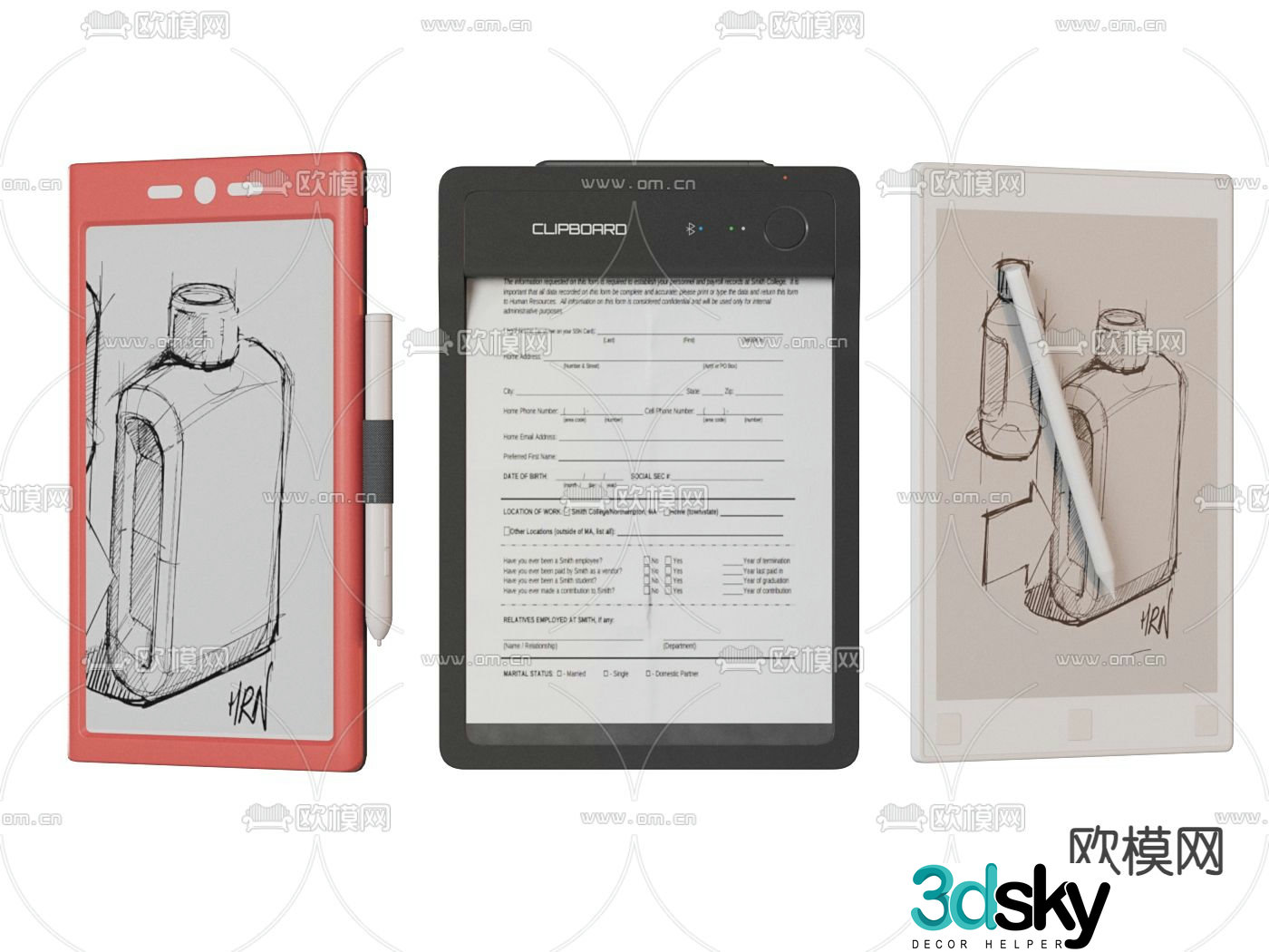 sketch pad drawing pad capacitive pen 3d model