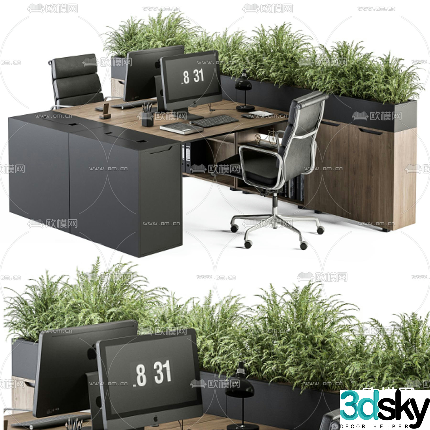 Office desk and chair 3d model