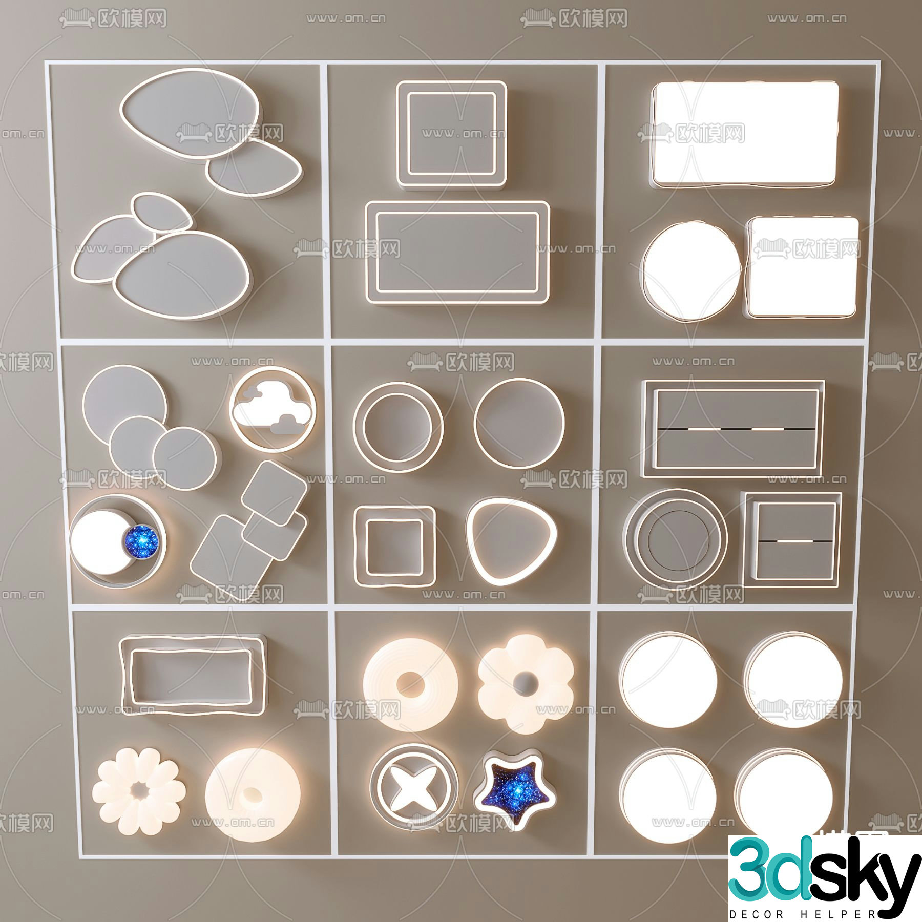Geometric ceiling light Bedroom light 3d model