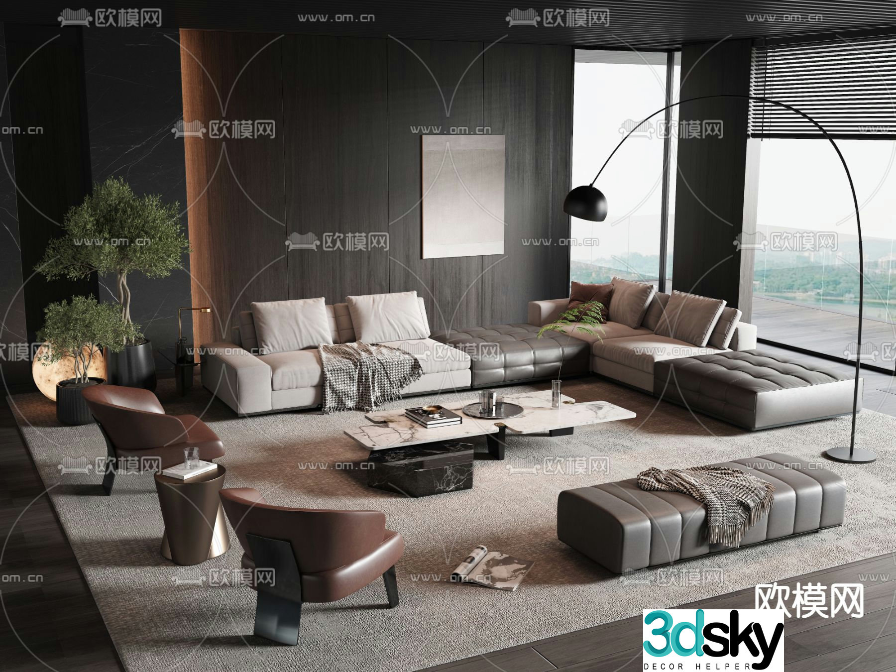 Modern sofa set 3d model