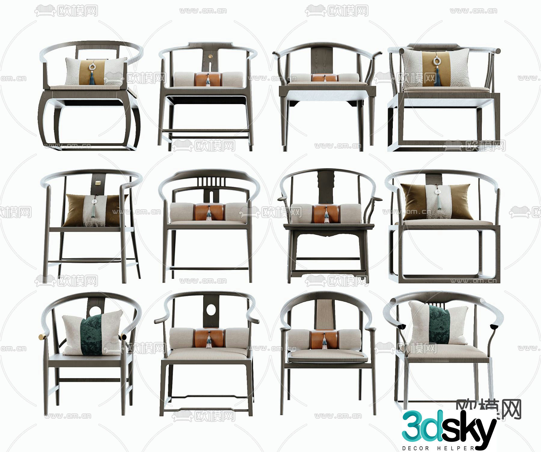 New Chinese style chair arm chair Taishi chair 3d model