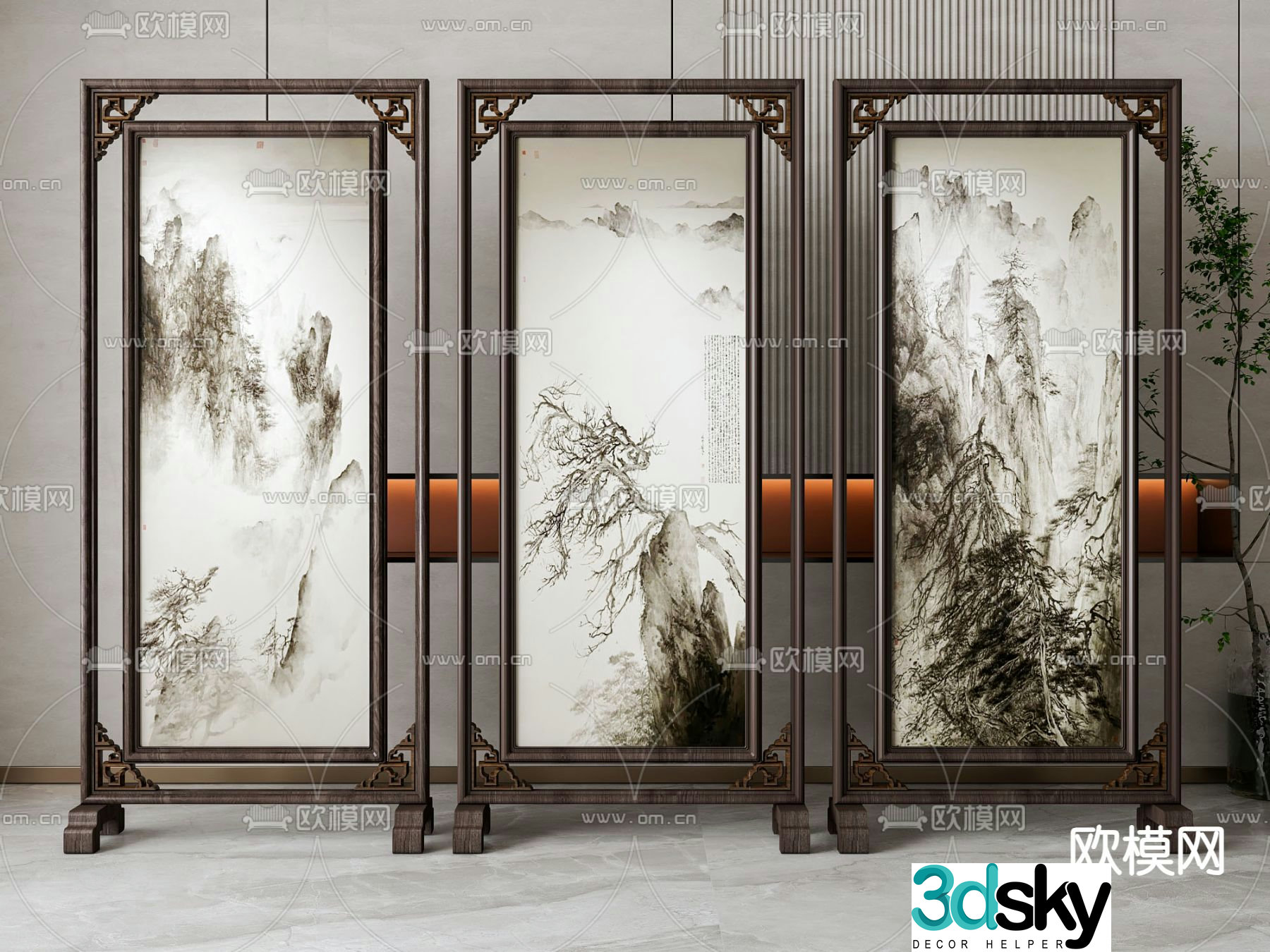 New Chinese screen 3D model
