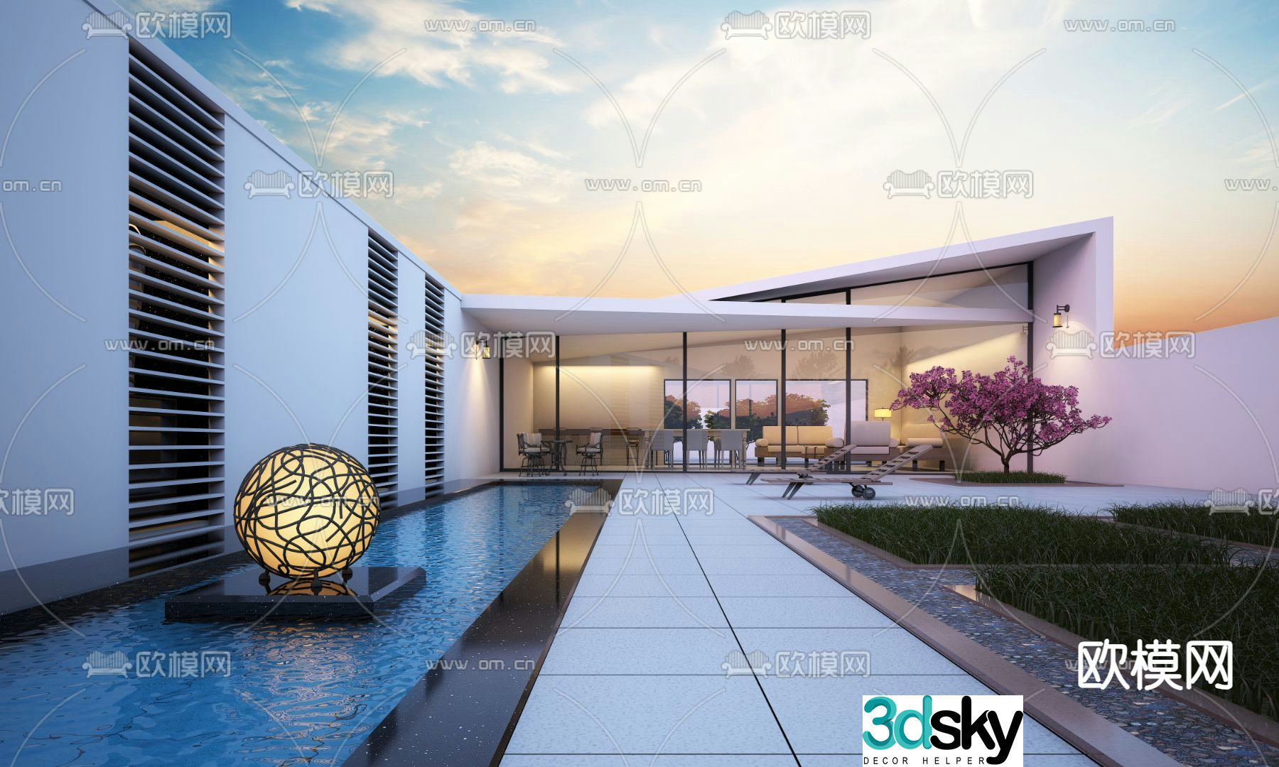 Villa courtyard garden 3d model