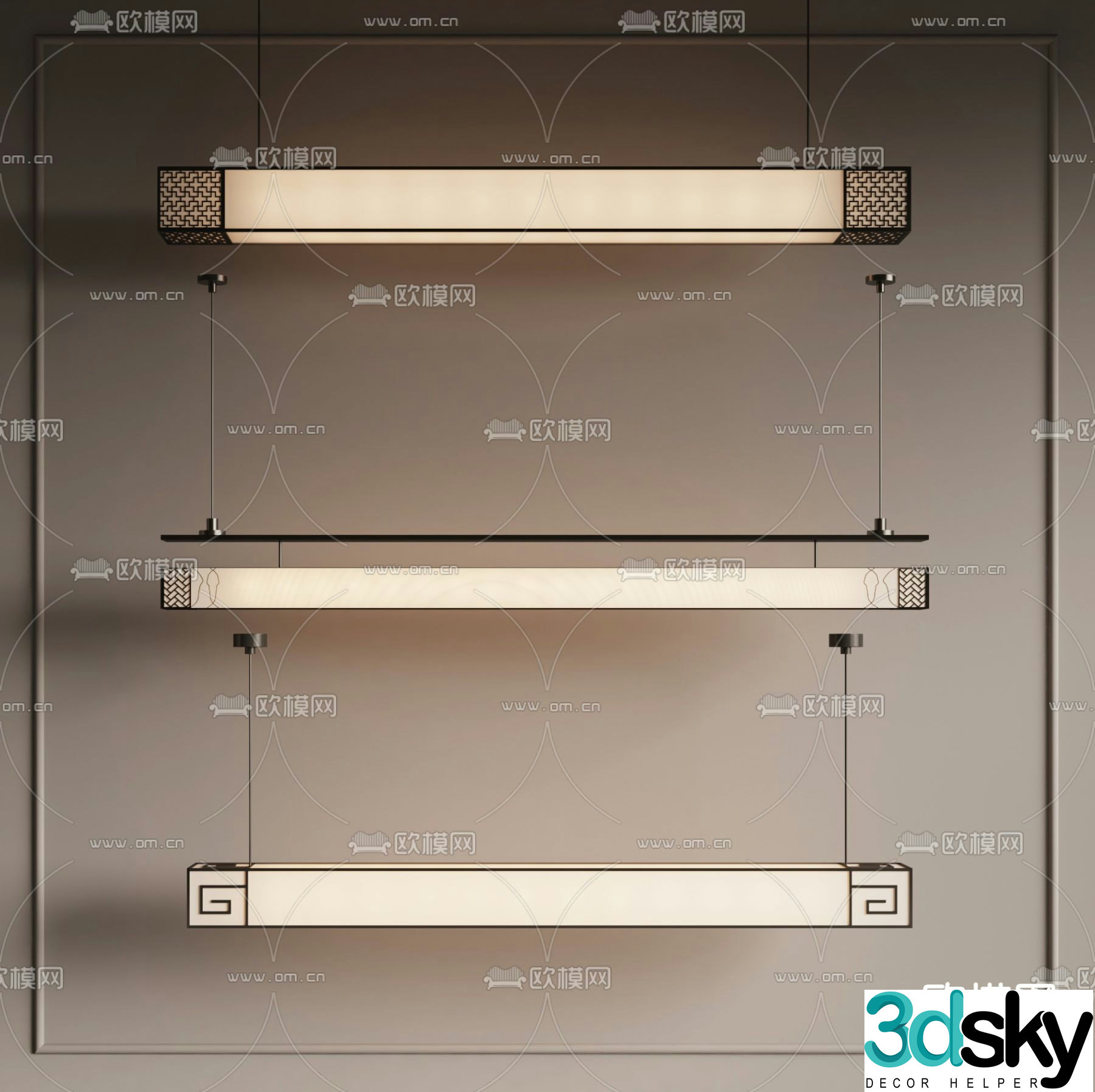 New Chinese style chandelier 3d model