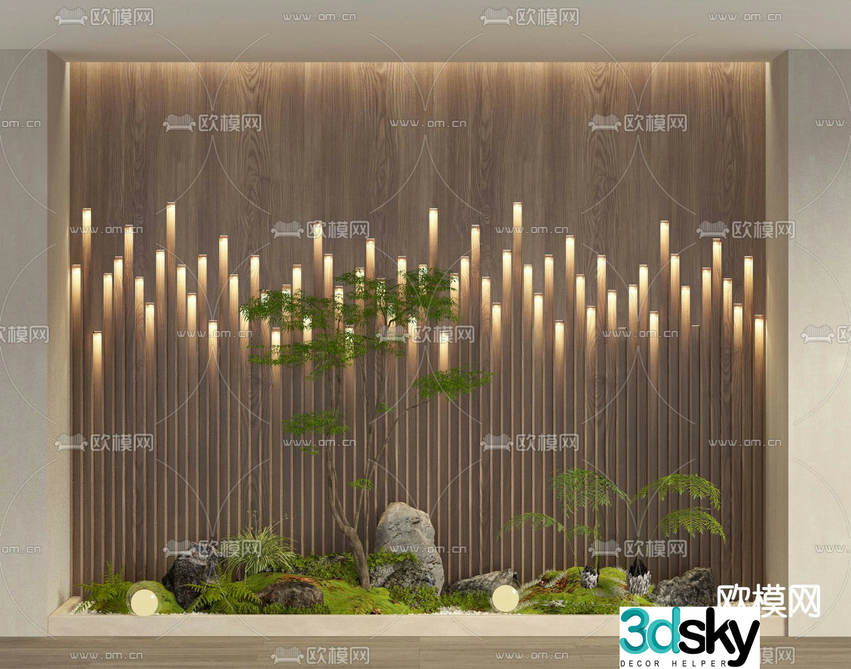 Indoor landscaping green plant landscape 3d model