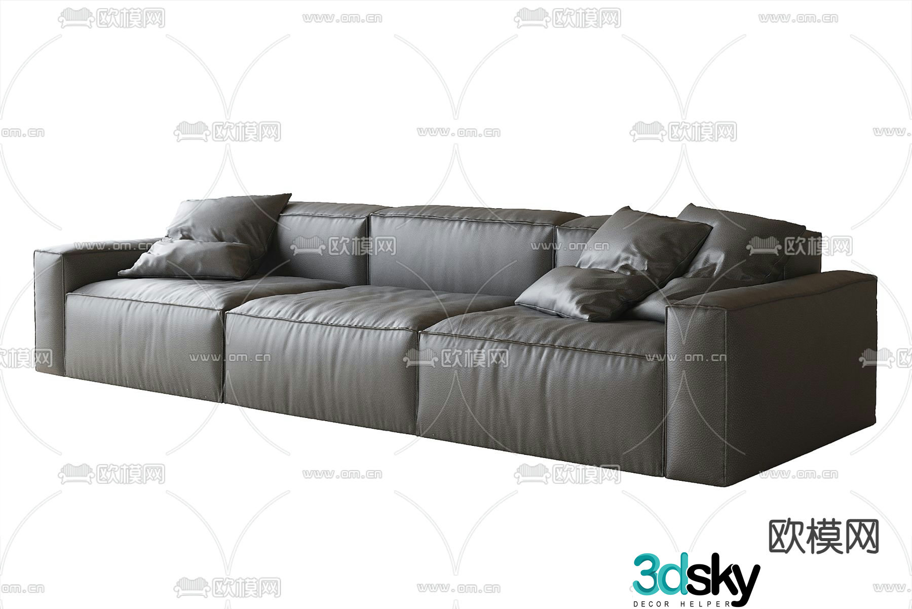Three seater sofa leather sofa 3d model