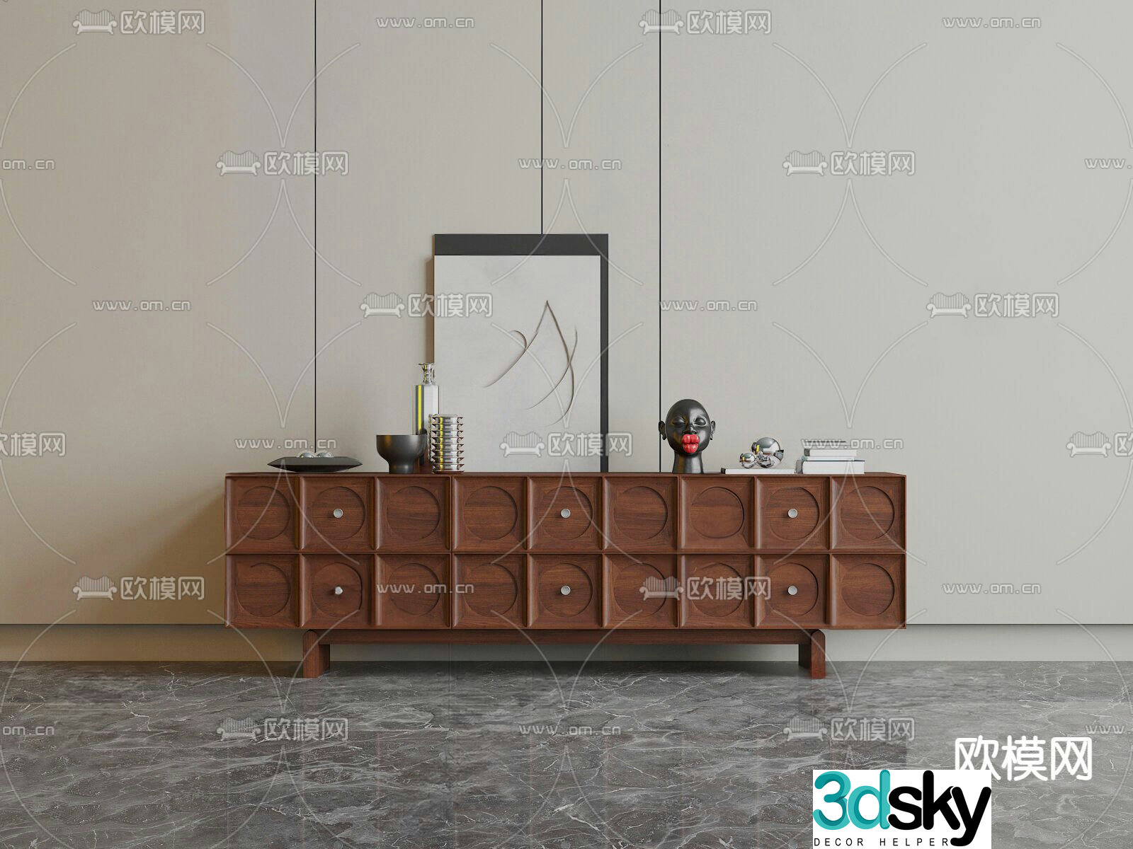 Medieval style TV cabinet 3D model