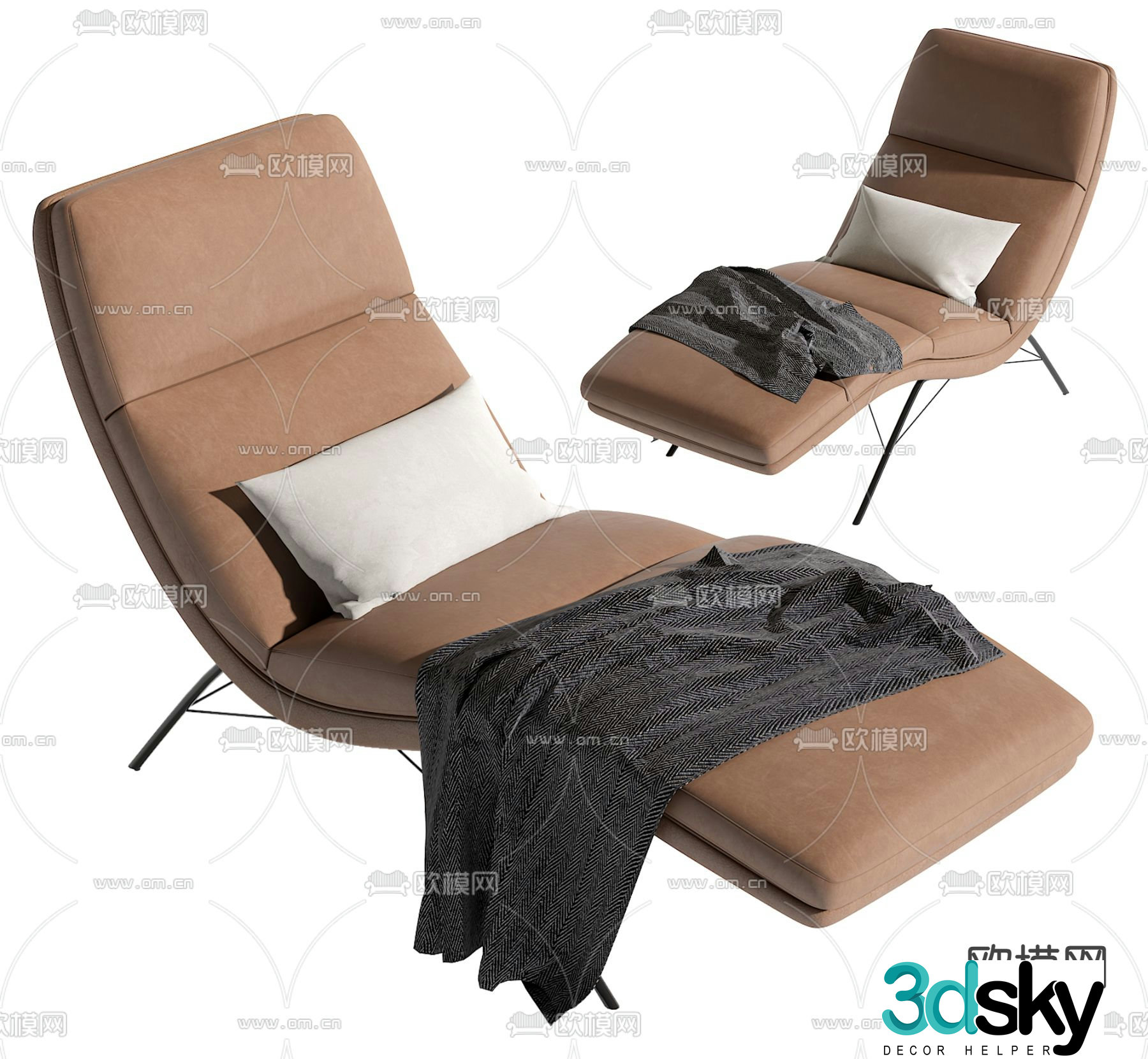 Leather recliner 3d model