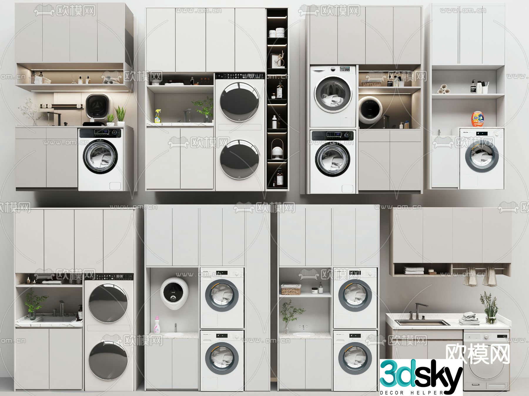 Balcony cabinet washing machine cabinet 3d model