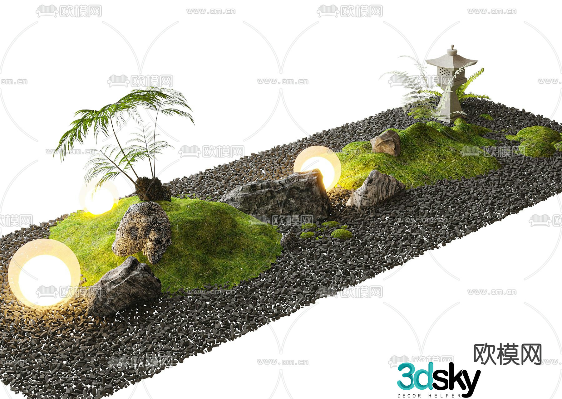 Indoor landscaping micro terrain 3d model