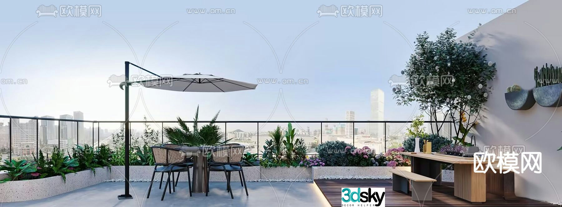 Terrace Balcony Roof Garden 3d model