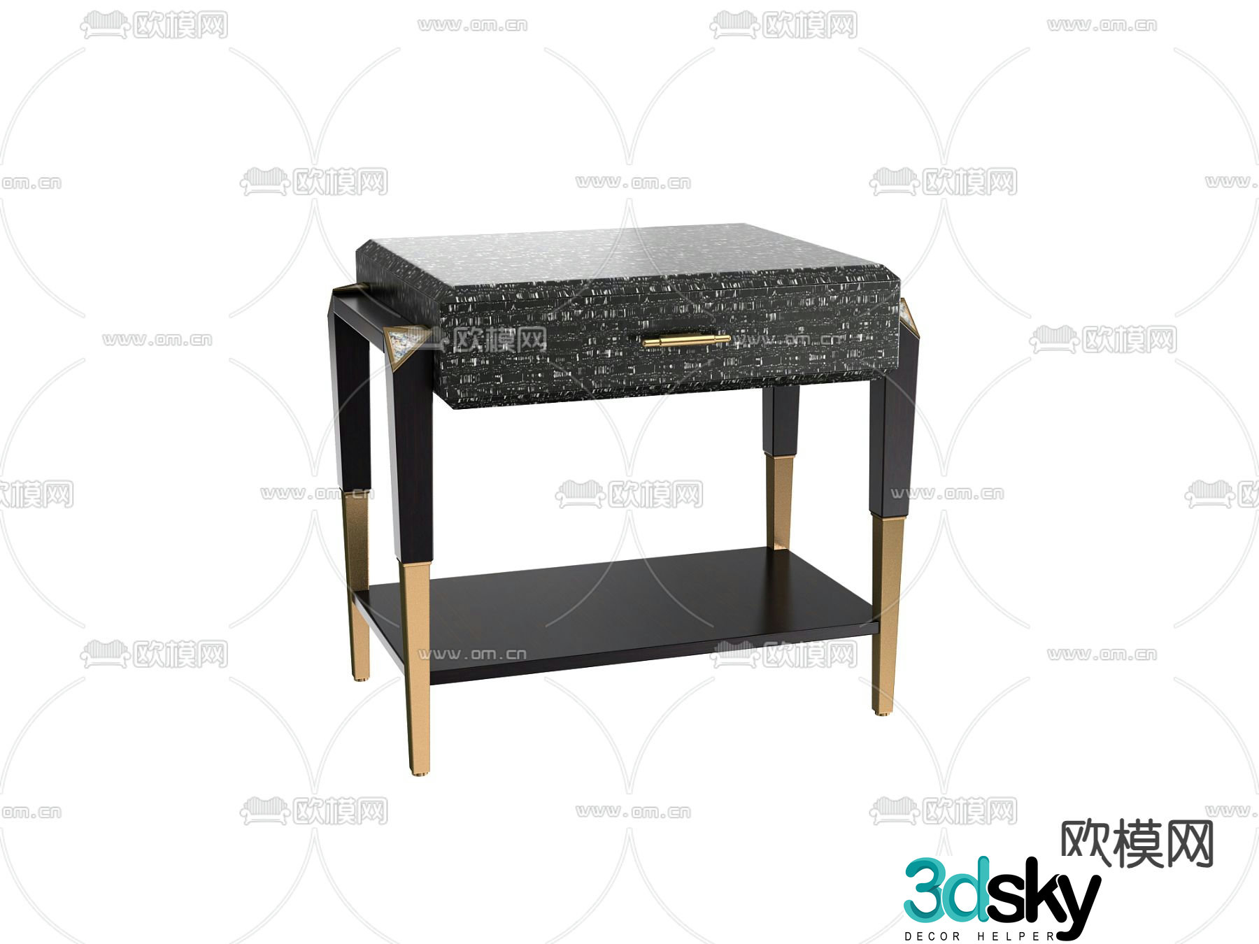 Light luxury bedside table 3D model