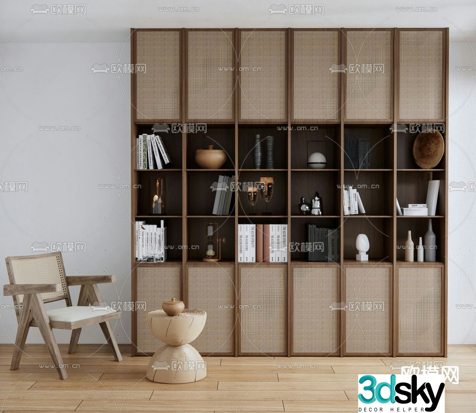 Wasabi Bookshelf Log Bookcase 3D Model