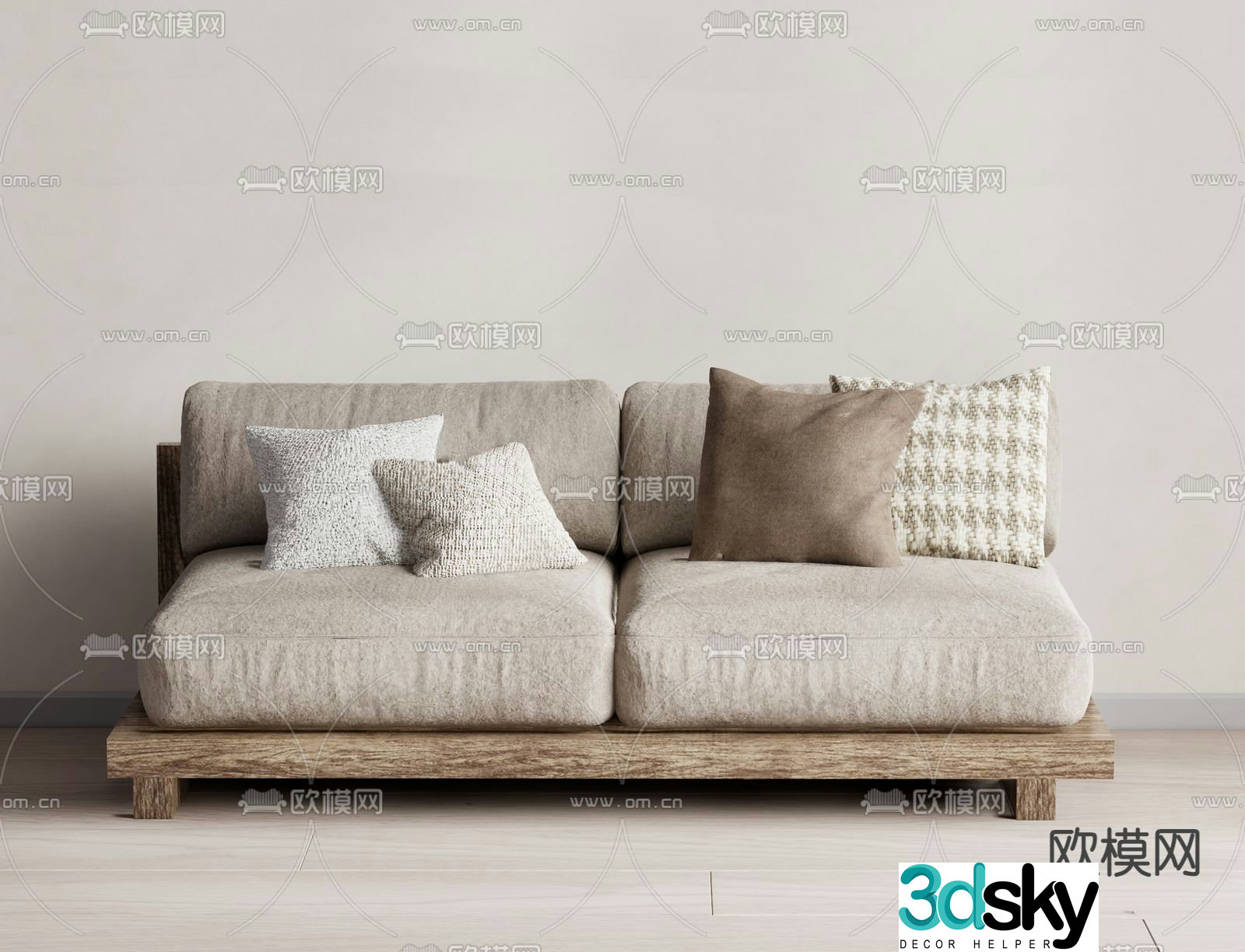 Wabi-sabi style sofa double sofa 3d model
