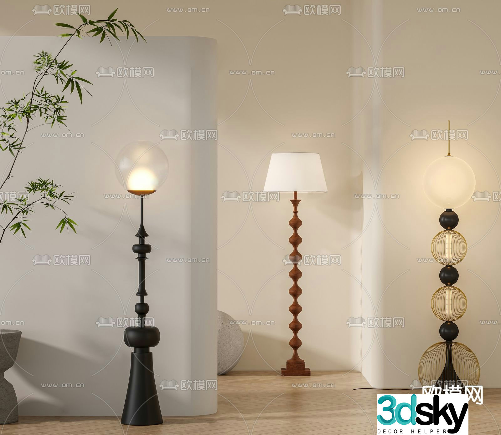 Medieval style floor lamp 3d model